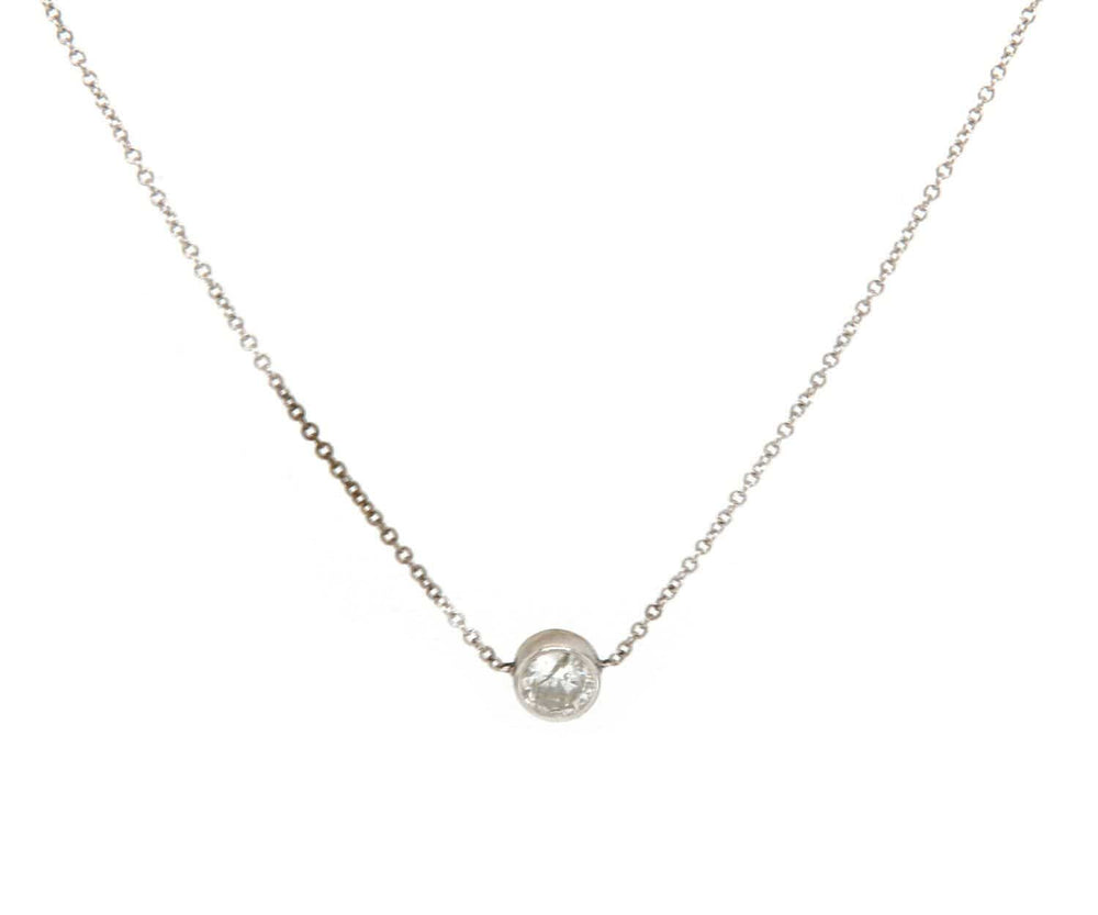 0.43ct Diamond Bezel Set Solitaire Necklace in 14K