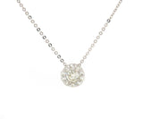 New 0.71ctw Diamond Scallop Frame Flower Pendant Necklace in 14K