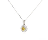 1.70ctw Round Orange and White Diamond Halo Pendant Necklace in 14K