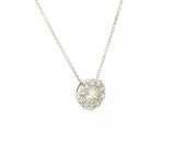 New 0.67ctw Round Diamond Halo Pendant Necklace in 14K