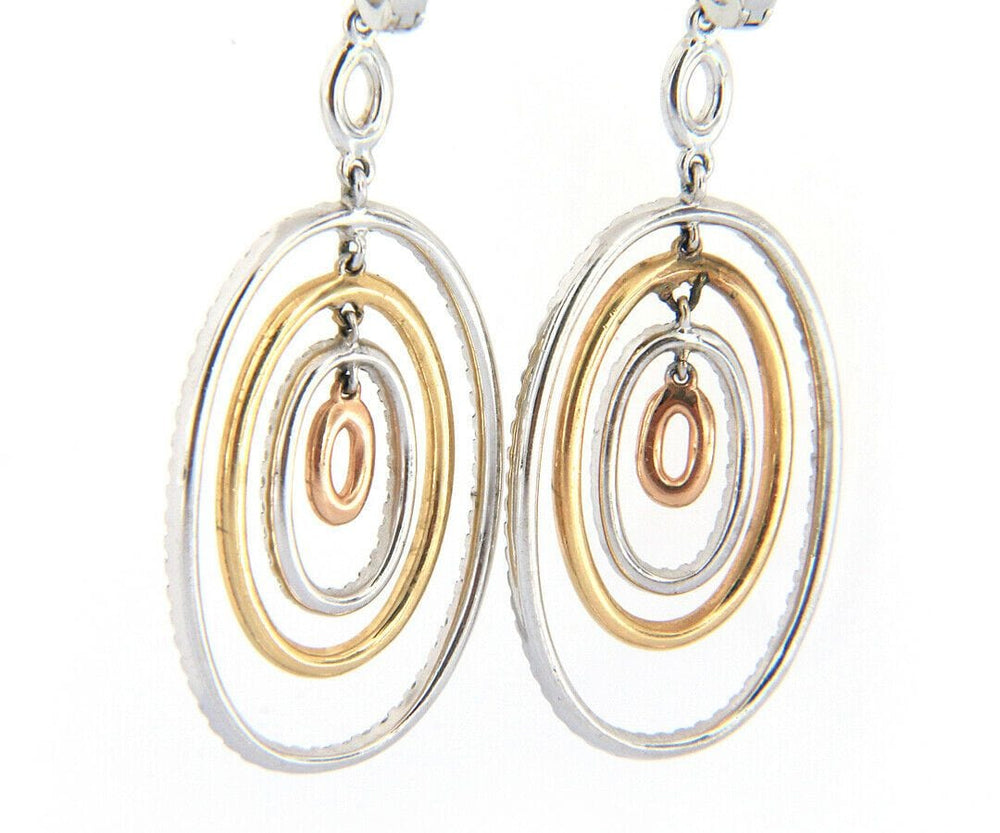 New 2.00ctw Diamond Two Tone Layered Dangle Earrings in 14K