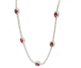 2.55ctw Oval Ruby and 4.50ctw Diamond Frame Station Necklace in 18K