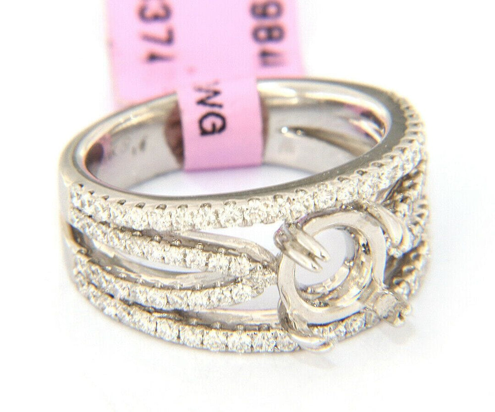 New Multi Row Shared Prong Semi Mount Ring in 14K