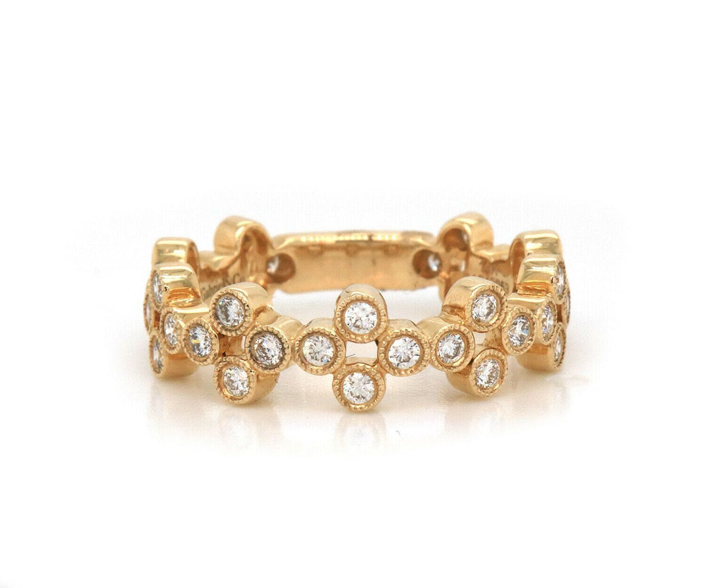 New Gabriel & Co. Diamond Milgrain Cluster Station Band Ring in 14K