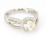 1.88ctw Round Diamond Halo Triple Split Shank Engagement Ring in 14K