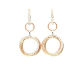 New 1.37ctw Diamond Tri-Color Circle Dangle Earrings in 14K