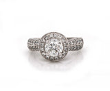 1.50 CTW Round Halo Double Row Diamond Engagement Ring In 14K