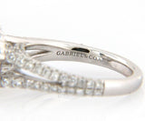 New Gabriel & Co. 1.01ctw Baguette & Round Diamond Cushion Frame Semi Mount 14kt