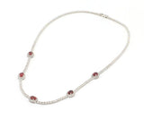 2.55ctw Oval Ruby and 4.50ctw Diamond Frame Station Necklace in 18K