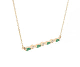 Lali Jewels 0.35ctw Marquise Emeralds and 0.10ctw Diamond Bar Necklace in 14K