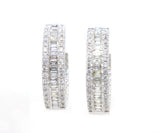 New 1.89ctw Baguette and Round Diamond Inside Out Hoop Earrings in 14K