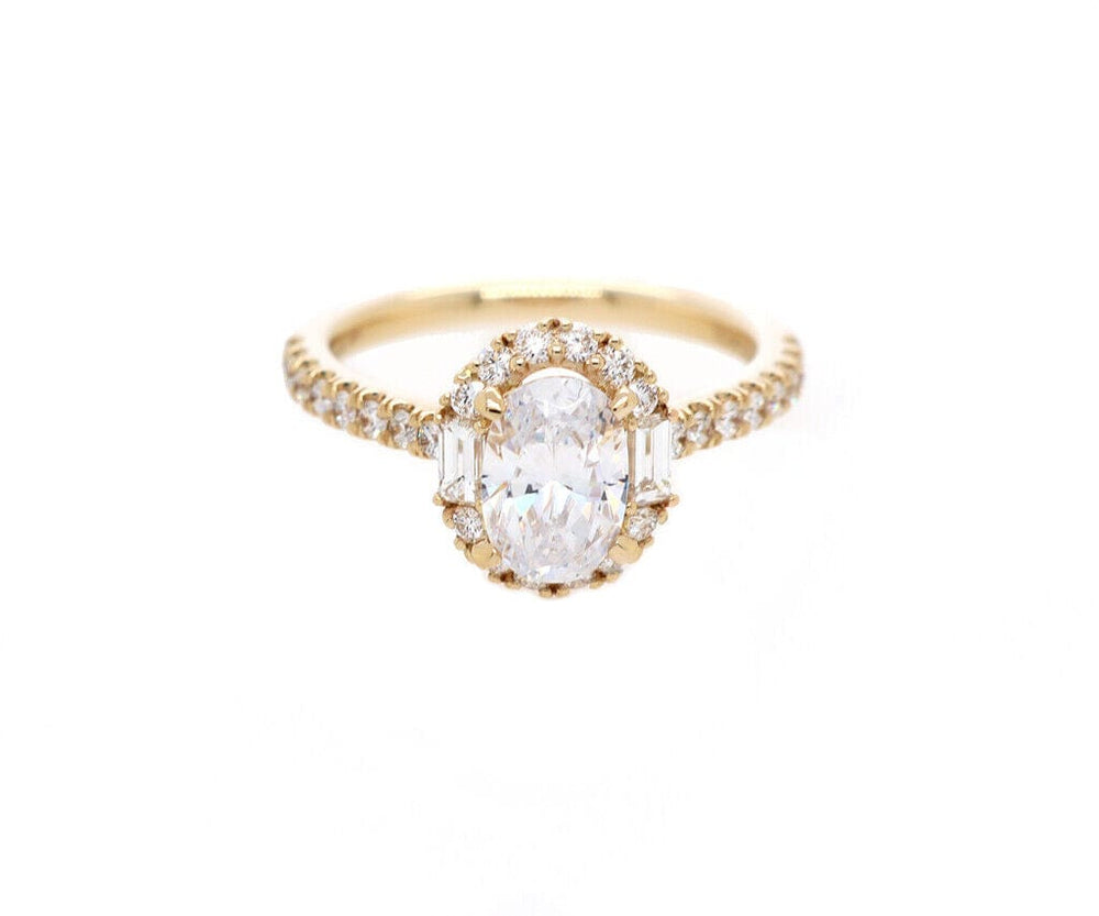 New Gabriel & Co 0.69ctw Diamond Hamilton Oval Frame Straight Semi Ring 14K