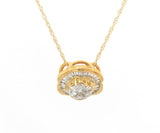 New 0.40ctw Round and Baguette Diamond Flower Pendant Necklace in 14K