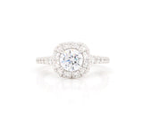 New Gabriel & Co. 1.16ctw Diamond Cushion Halo Semi Mount Ring in 14K