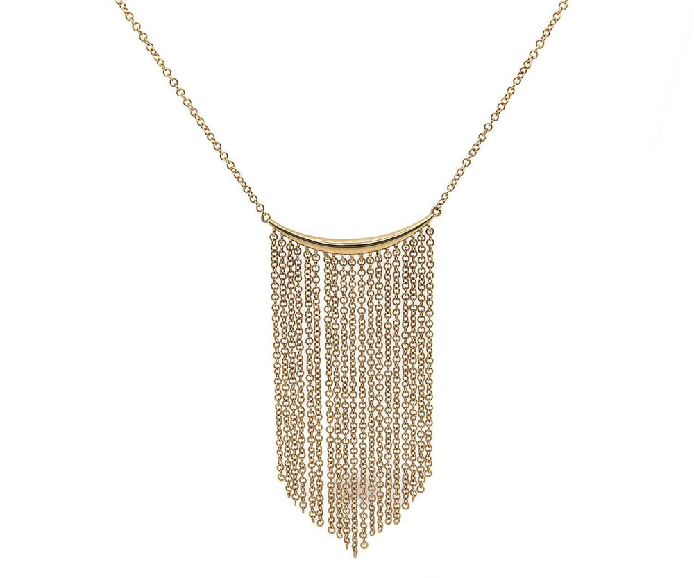 New Gabriel & Co. Curved Bar Multi Strand Fringe Necklace in 14K