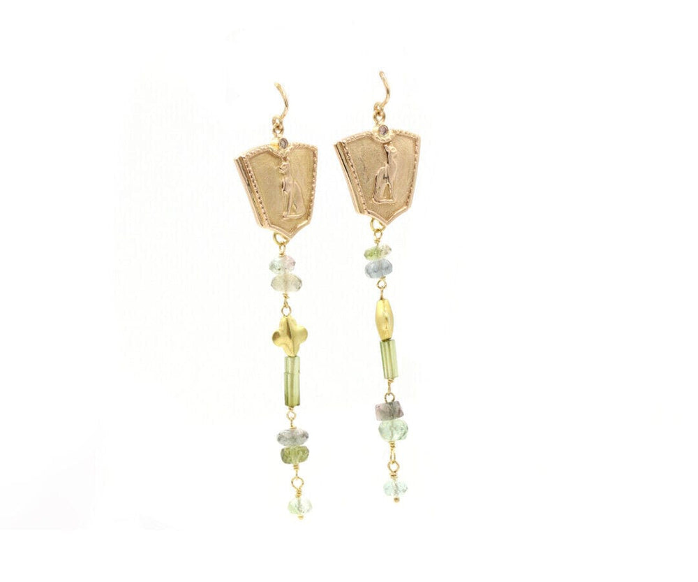 EVE Goddess Multistone Dangle Earrings in 18K