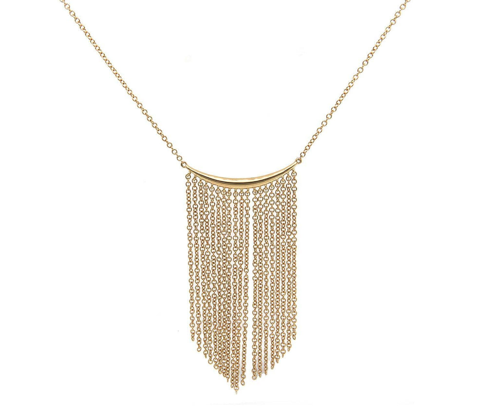 New Gabriel & Co. Curved Bar Multi Strand Fringe Necklace in 14K