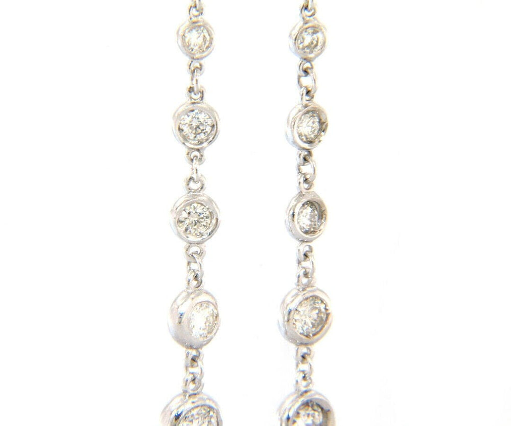 New 1.55ctw Diamond Bezel Set Journey Dangle Earrings in 14K