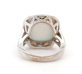 Blue Mother of Pearl Quartz and 0.85ctw Diamond Frame Ring in 14K