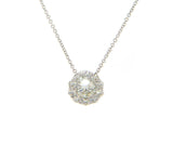 New 0.67ctw Round Diamond Halo Pendant Necklace in 14K