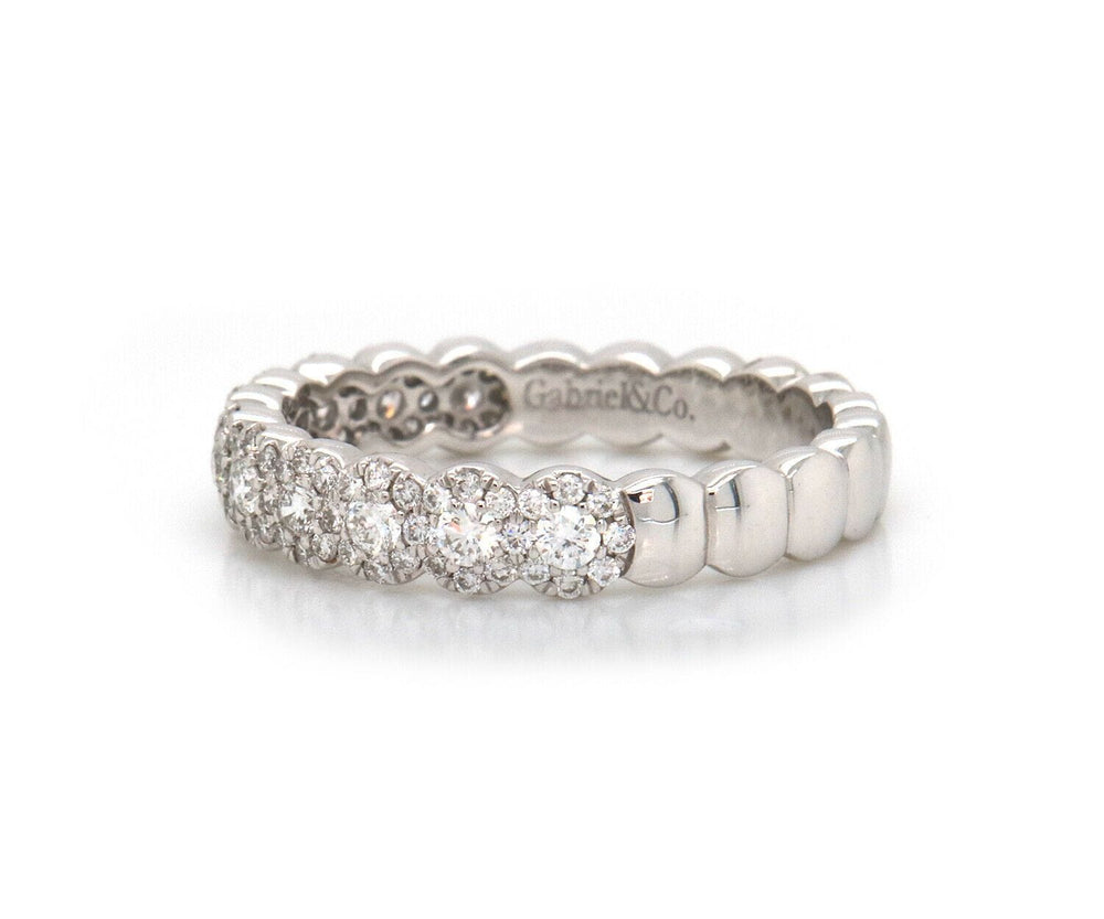 New Gabriel & Co. Straight Scalloped Diamond Anniversary Band Ring in 14K