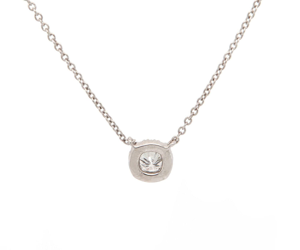 New 0.29ctw Round Diamond Cushion Frame Pendant Necklace in 14K