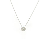New 0.67ctw Round Diamond Halo Pendant Necklace in 14K
