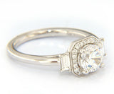 New Gabriel & Co. Art Deco Octagonal Three Stone Halo Semi Mount Ring in 14K