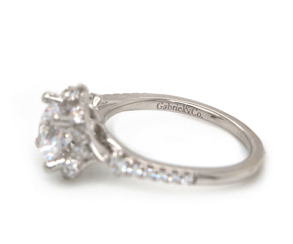 New Gabriel & Co. 0.35ctw Diamond Scalloped Halo Semi Mount Ring in 14K