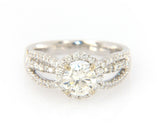 1.88ctw Round Diamond Halo Triple Split Shank Engagement Ring in 14K