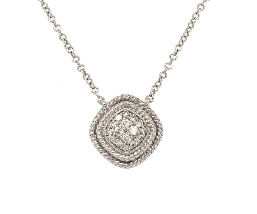 New Gabriel & Co. 0.12ctw Pave Diamond Double Braided Cushion Pendant Necklace in 14K