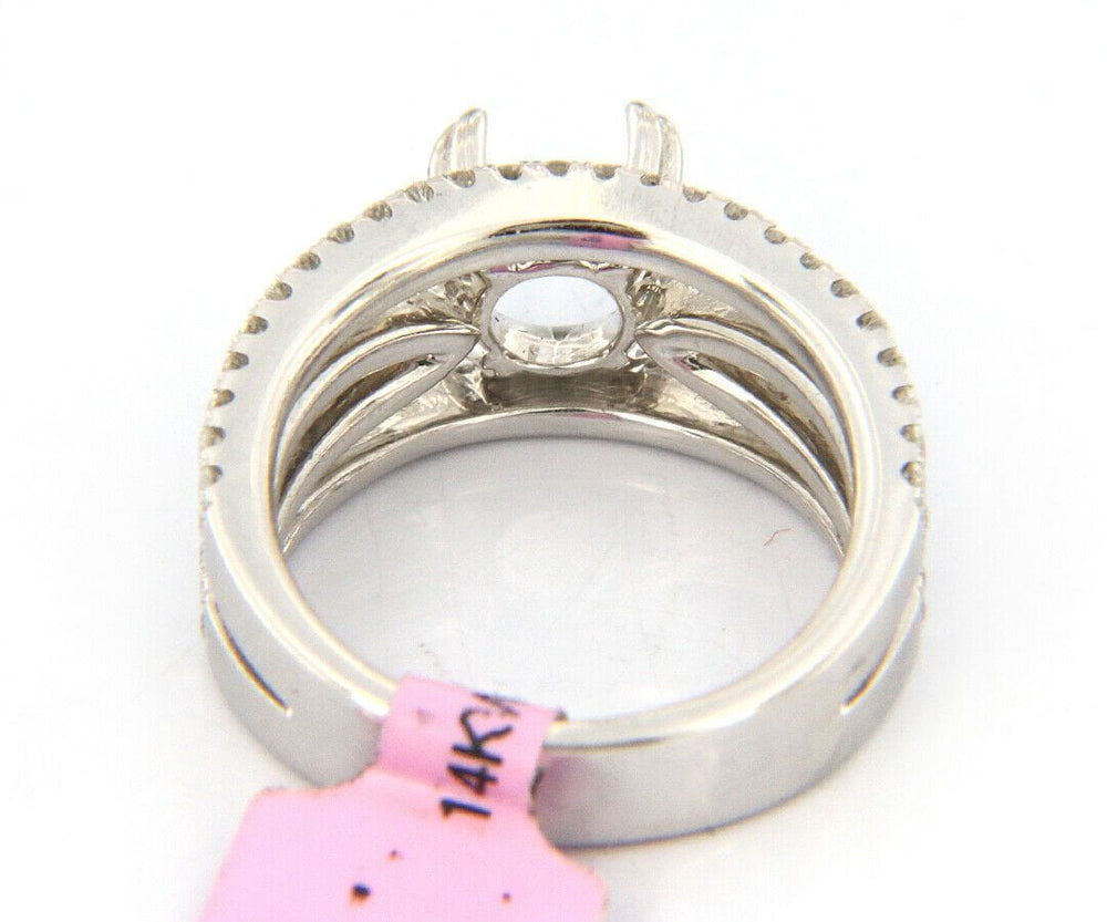 New Multi Row Shared Prong Semi Mount Ring in 14K