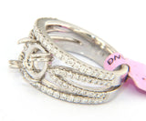 New Multi Row Shared Prong Semi Mount Ring in 14K