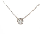 New 0.29ctw Round Diamond Cushion Frame Pendant Necklace in 14K