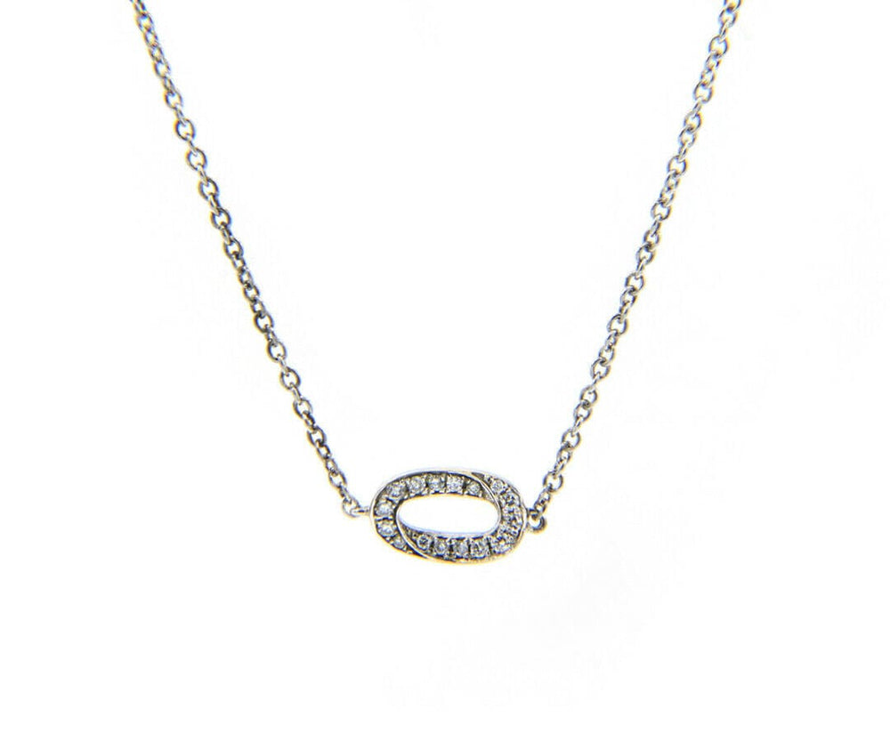 2.15ctw Diamond Open Oval Link Station Necklace in 18K
