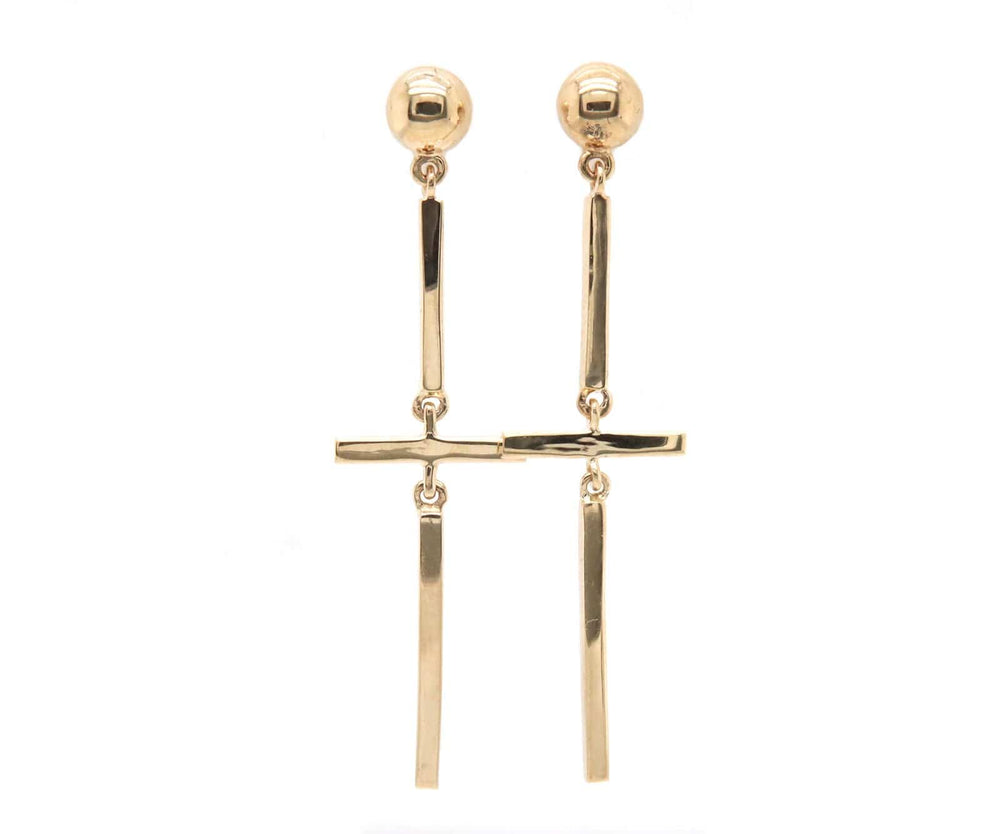 Mociun Figure 6 Polished Dangle Earrings in 14K