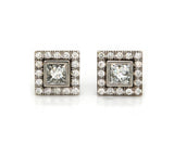 1.50ctw Princess Diamond Frame Stud Earrings in 14K