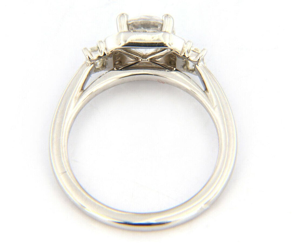 New Gabriel & Co. Art Deco Octagonal Three Stone Halo Semi Mount Ring in 14K