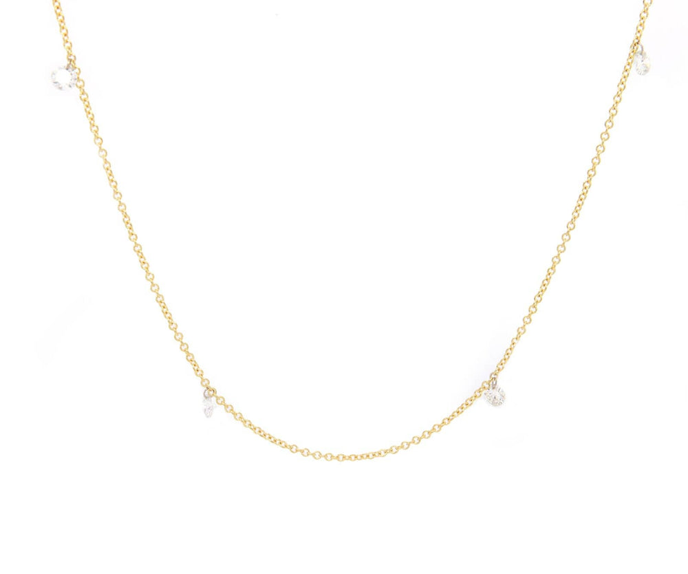 0.67ctw Round Diamond Drilled Floating Station Necklace in 14K