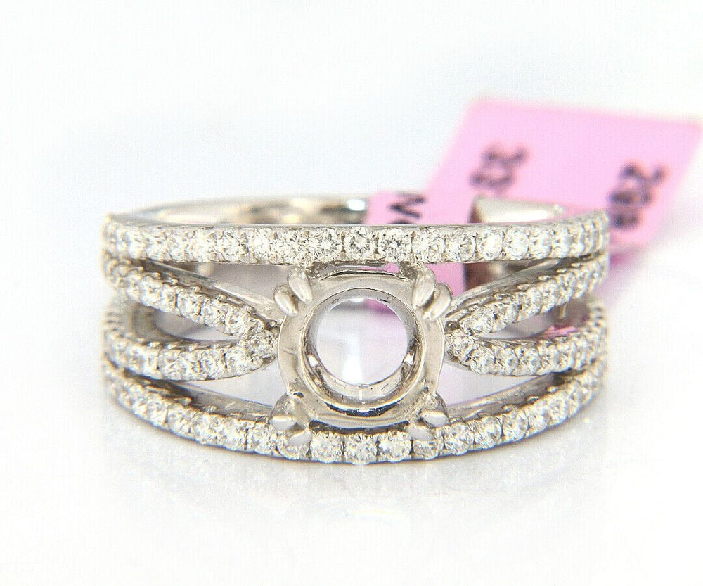 New Multi Row Shared Prong Semi Mount Ring in 14K