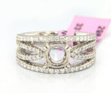 New Multi Row Shared Prong Semi Mount Ring in 14K