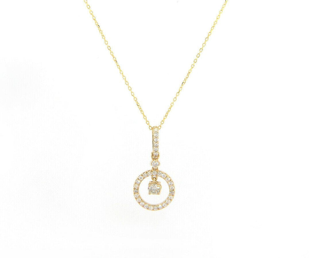 New 0.33ctw Diamond Halo Pendant Necklace in 14kt