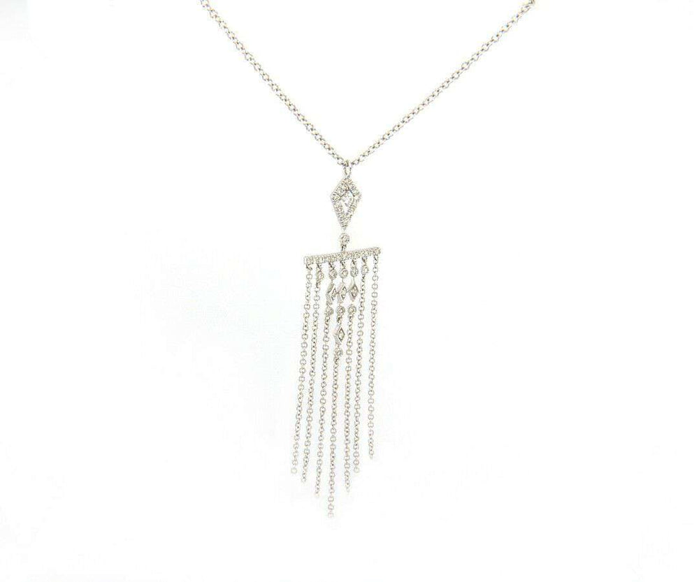 New From Gabriel & Co: 0.39ctw 7 Row Fringe Dangle Pendant in 14kt White Gold