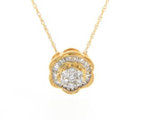 New 0.40ctw Round and Baguette Diamond Flower Pendant Necklace in 14K