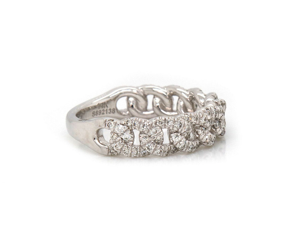 New Gabriel & Co. Pave Diamond Woven Link Band Ring in 14K