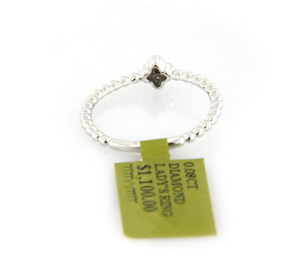 New 0.08ctw Diamond Clover Beaded Ring in 14K