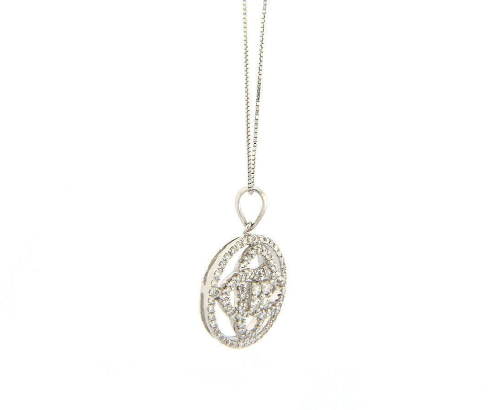 New 0.53ctw Diamond Open Quatrefoil Halo Pendant Necklace in 18K