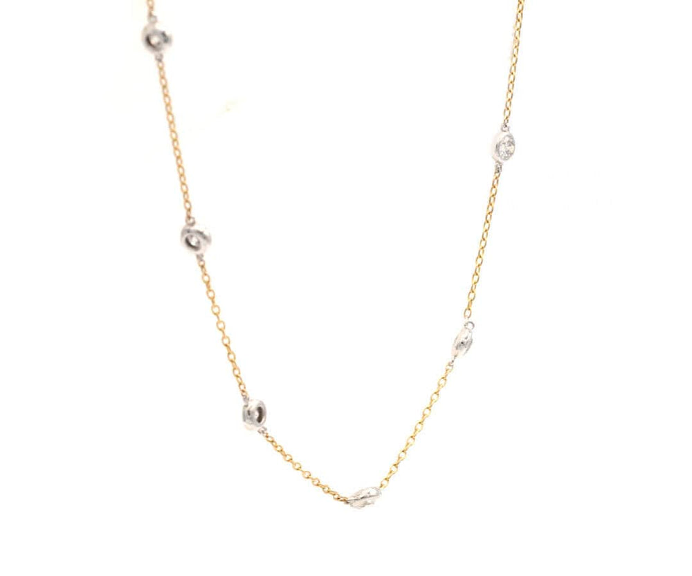 New 3.02ctw Diamond Bezel Set Station Necklace in 14K