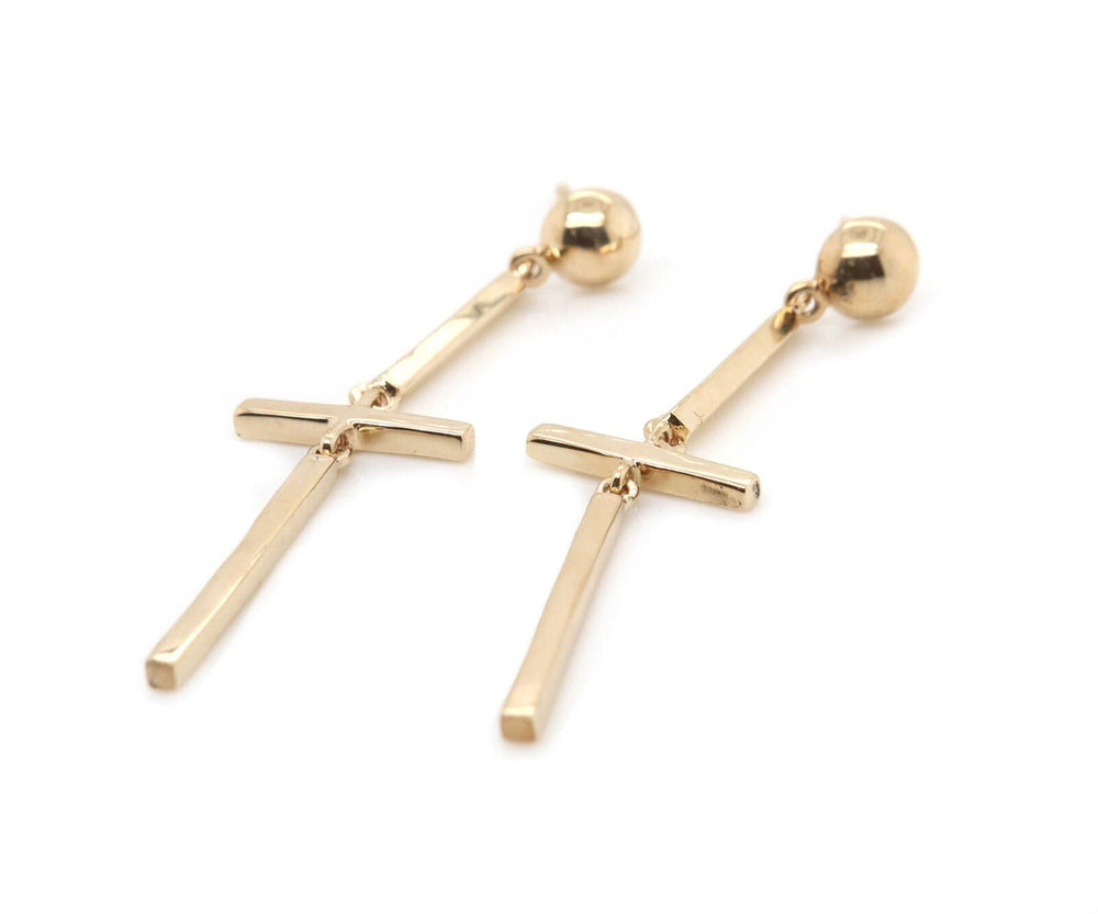 Mociun Figure 6 Polished Dangle Earrings in 14K