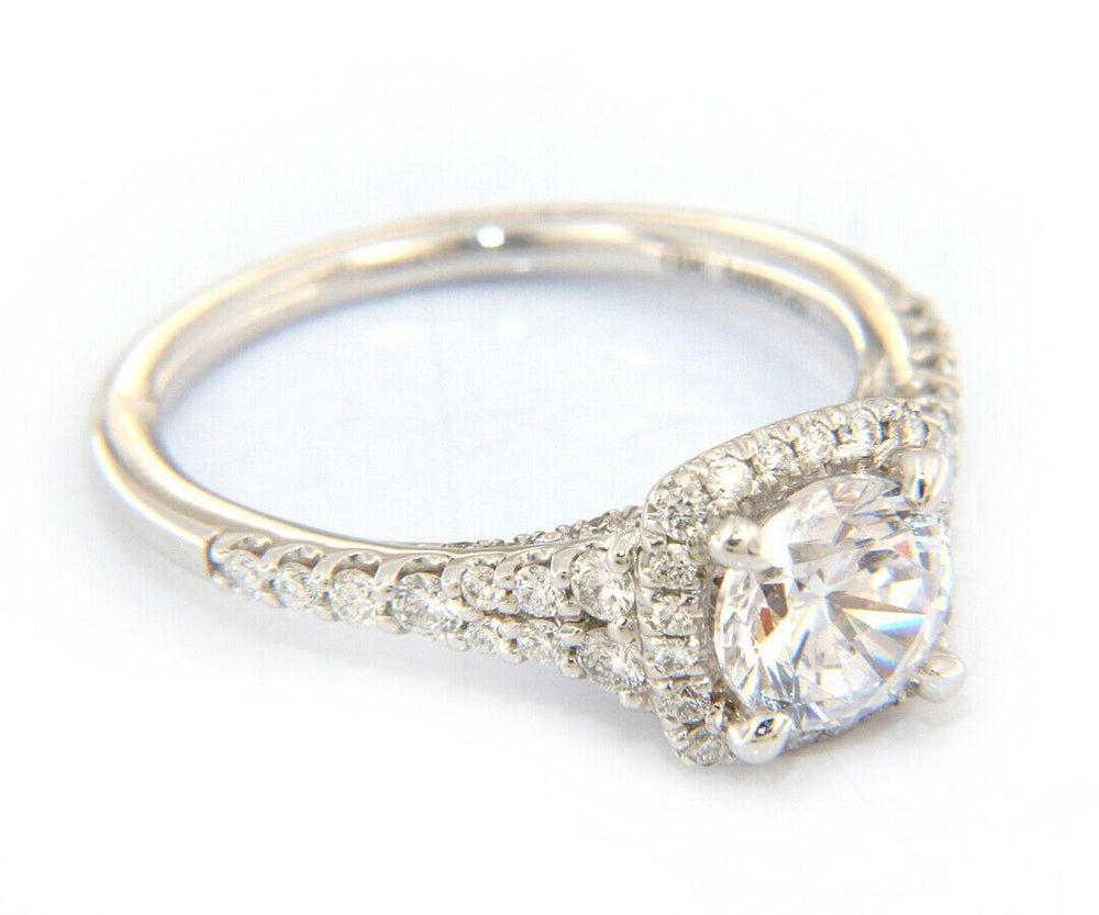 New Gabriel & Co. Halo Double Row Semi Mount Ring in 18kt